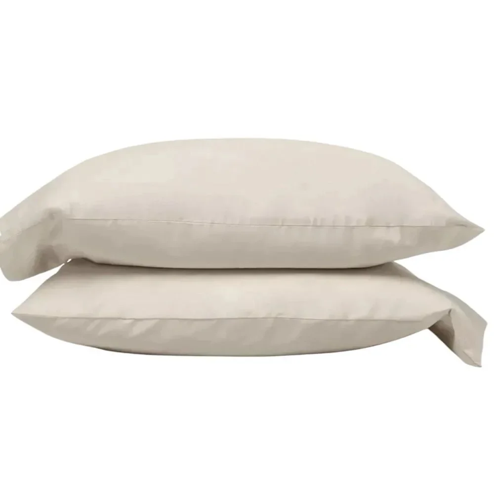 Supima Sateen Pillowcase Set Natural 500 Thread Count, King Size, NWT